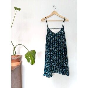 Free People Blue Floral Open Back Strappy Oversized Swing Dress